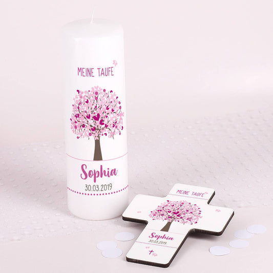 Taufkerze und Kreuz im Set