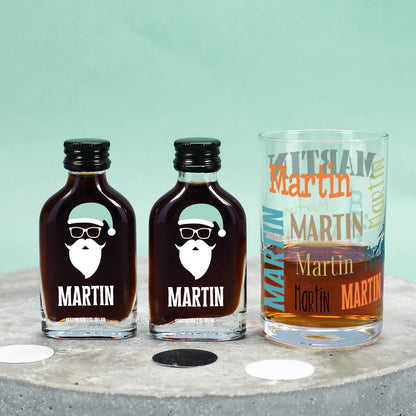 Zwei Kräuterliköre und Schnapsglas mit Name personalisiert