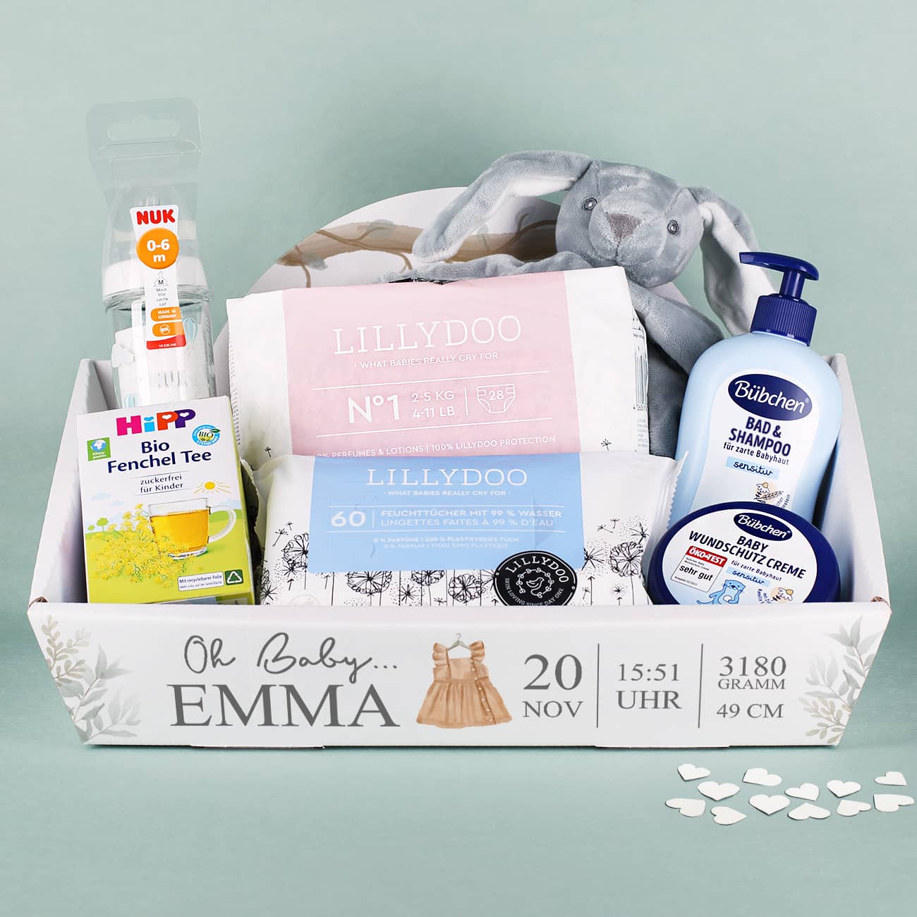 Gefüllter Geschenkkorb zur Geburt