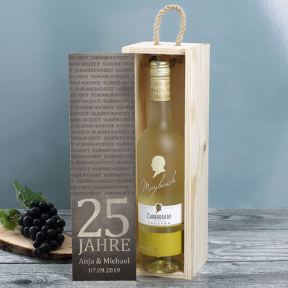 Bedruckte Holzkiste mit Maybach Weißwein