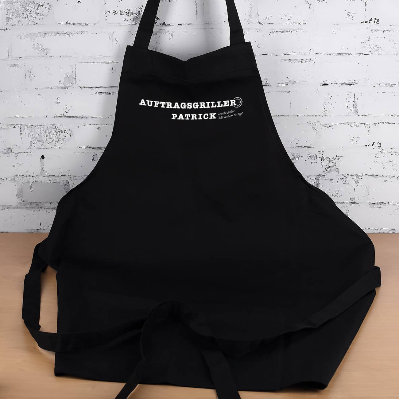 Schwarze Grillschürze mit Aufdruck