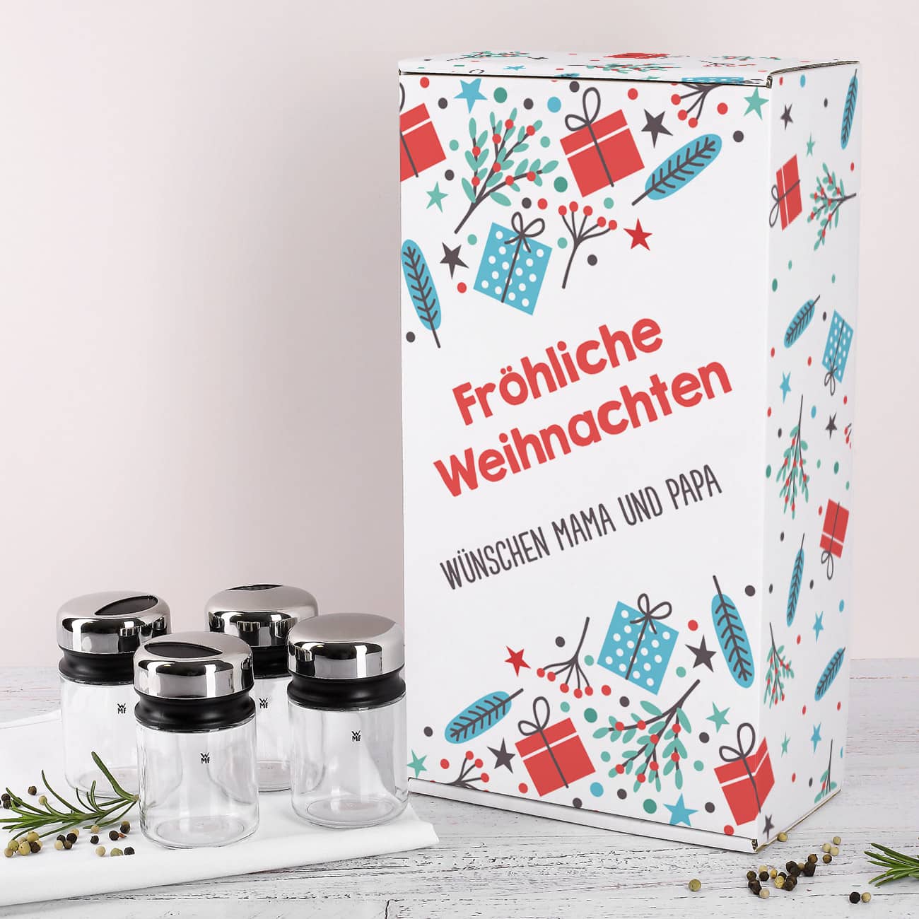 Gewürzstreuer von WMF mit weihnachtlicher Pappbox