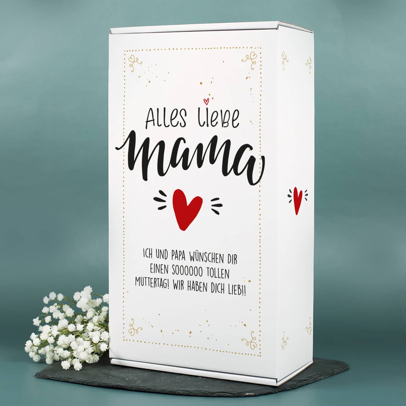 Alles Liebe Mama - Geschenkbox zum Muttertag mit Ihrem Wunschtext bedruckt