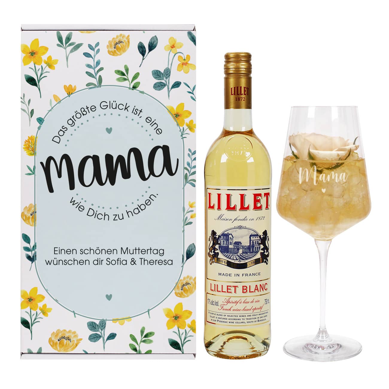 Persönliches Geschenkset zum Muttertag - Das größte Glück ist, eine Mama wie Dich zu haben. - mit Ihren Wunschangaben versehen