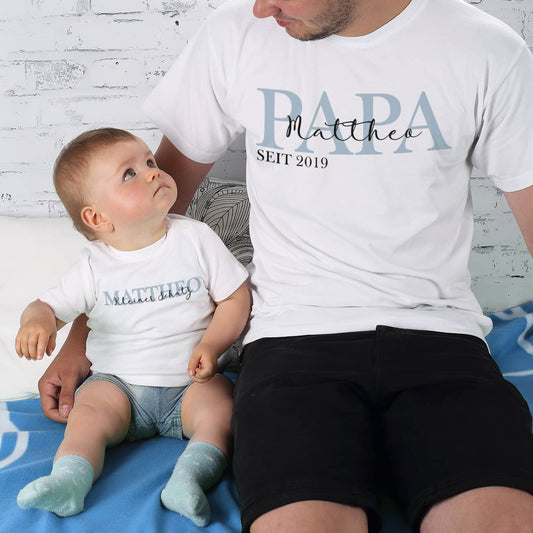 Bedruckte T-Shirts für Vater und Sohn