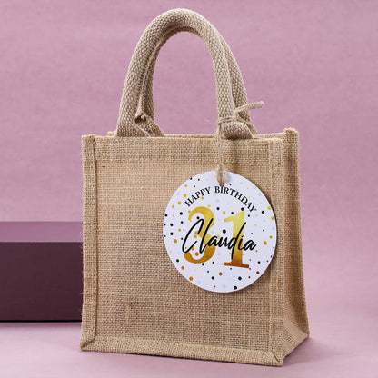 Jutetüte mit persönlichem Anhänger