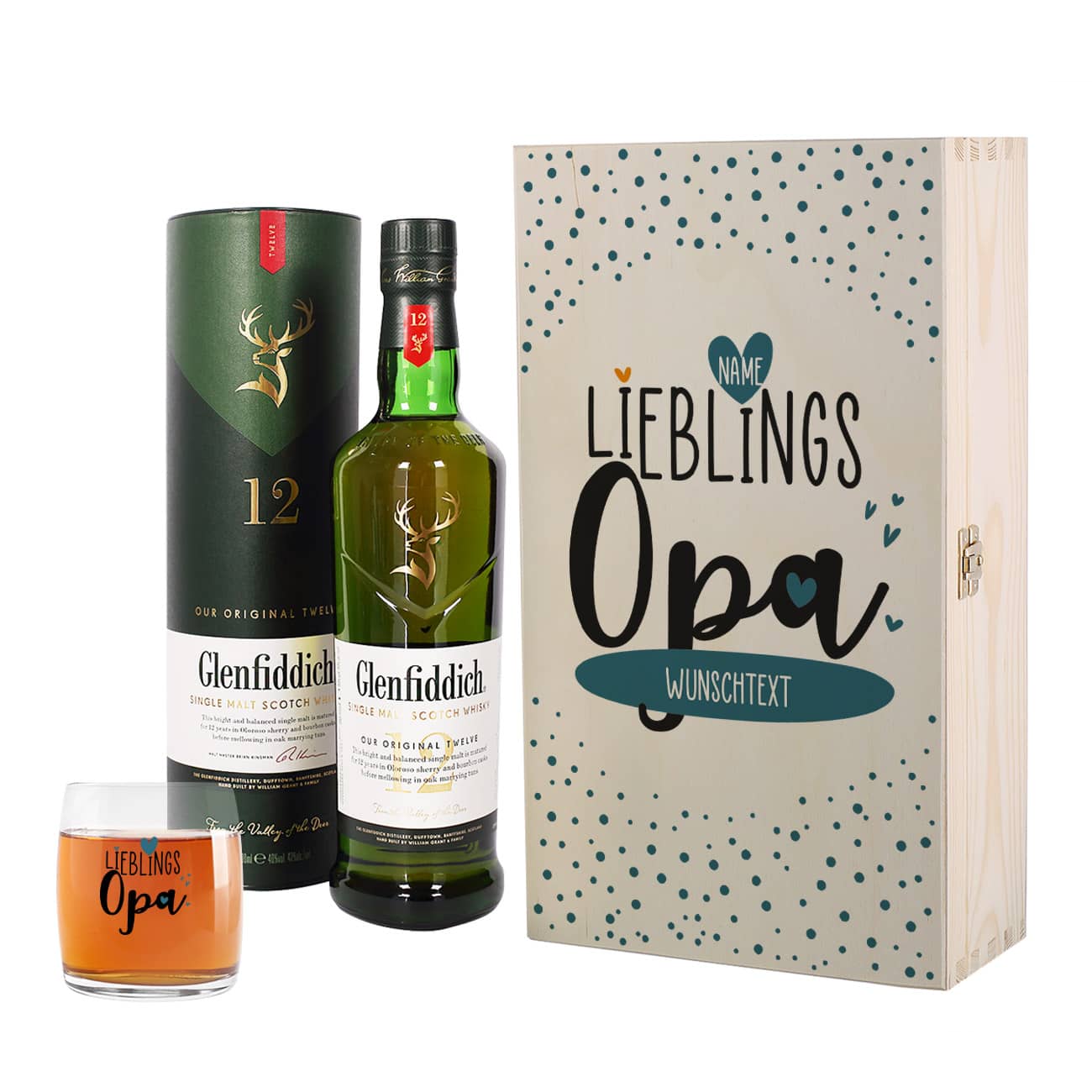 Lieblingsopa - Glenfiddich Whisky Geschenkset mit Name und Text
