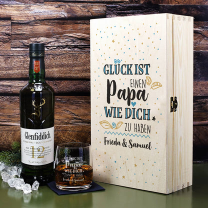 Glück ist, einen Papa wie dich zu haben - Whisky Geschenkset mit Wunschtext