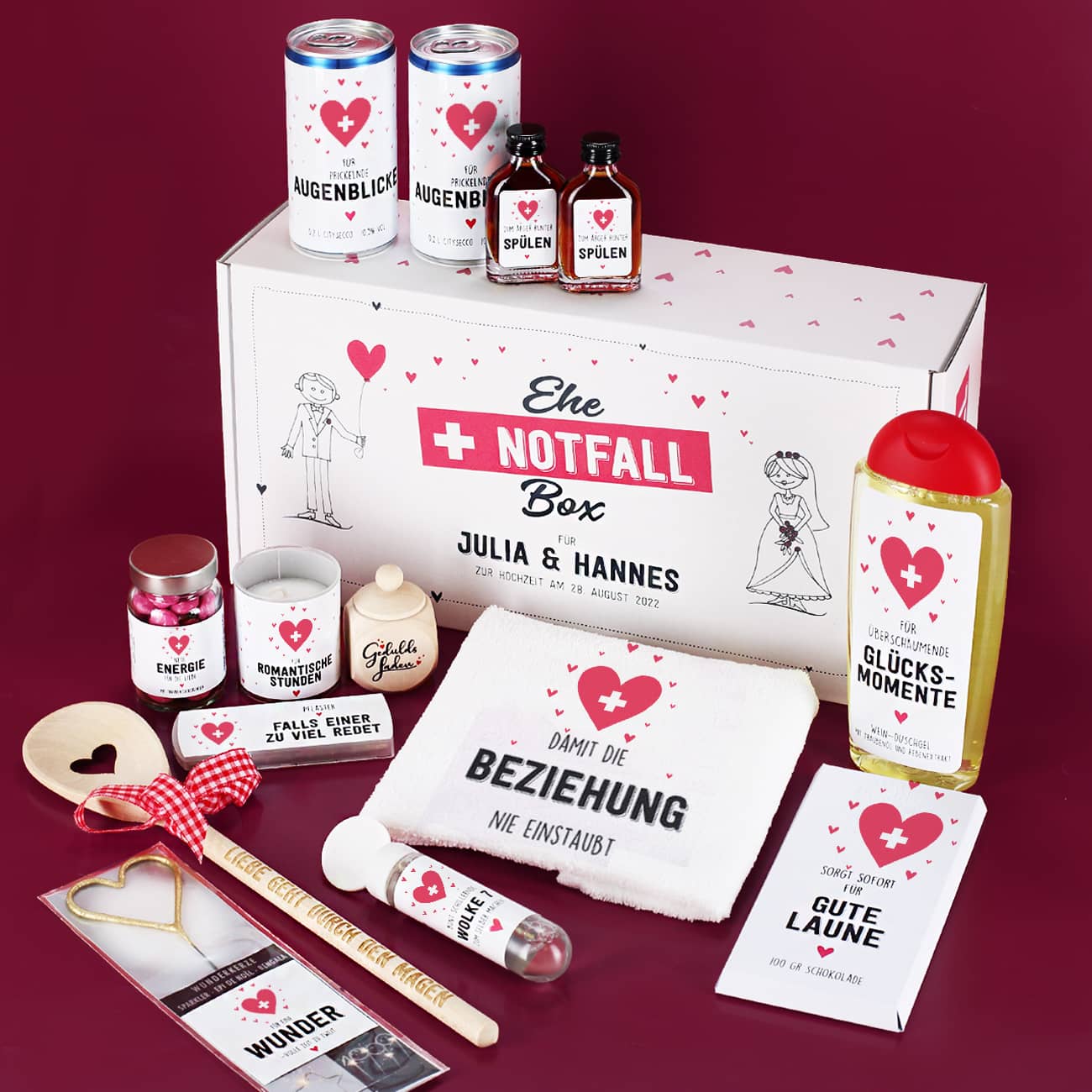 Ehe-Notfall-Box - Erste Hilfe Geschenk zur Hochzeit mit Inhalt