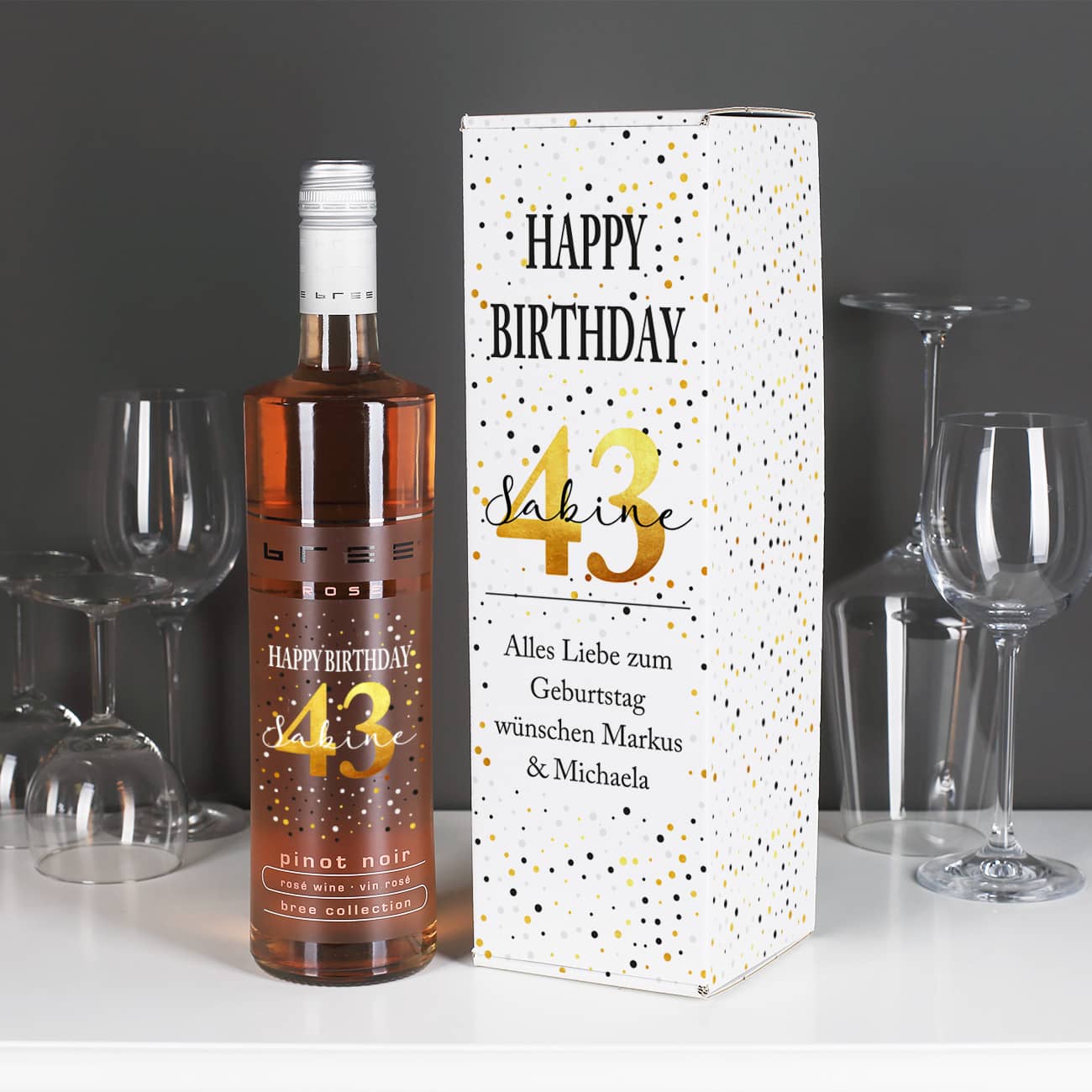 Persönlicher Wein zum Geburtstag mit passender Geschenkverpackung