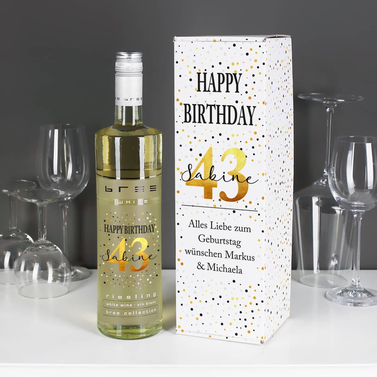 Persönlicher Wein zum Geburtstag mit passender Geschenkverpackung