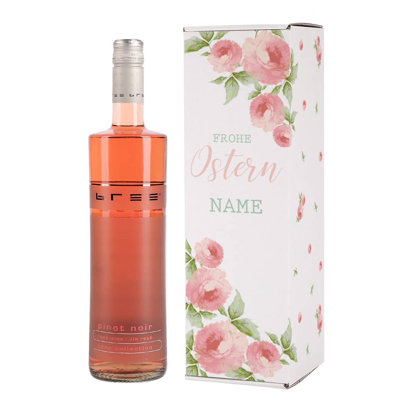 Frohe Ostern Weinflaschenverpackung mit BREE Roséweinflasche
