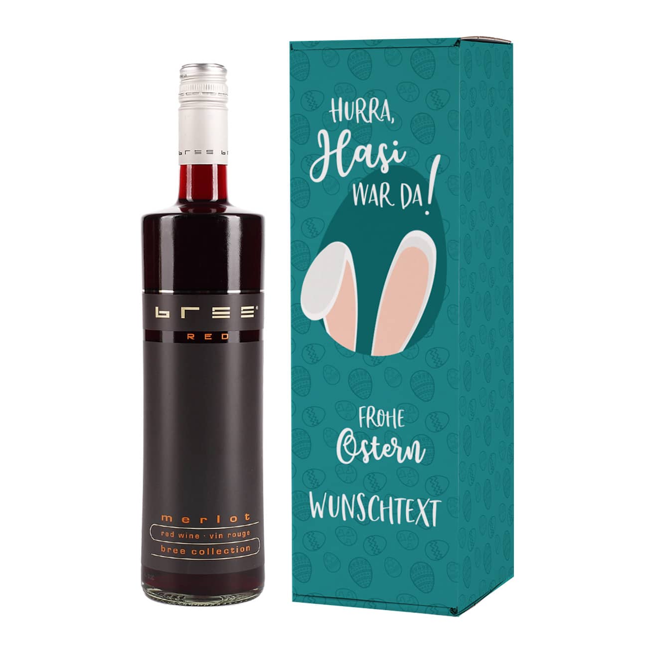 Geschenkverpackung mit Ostermotiv und personalisiertem Text