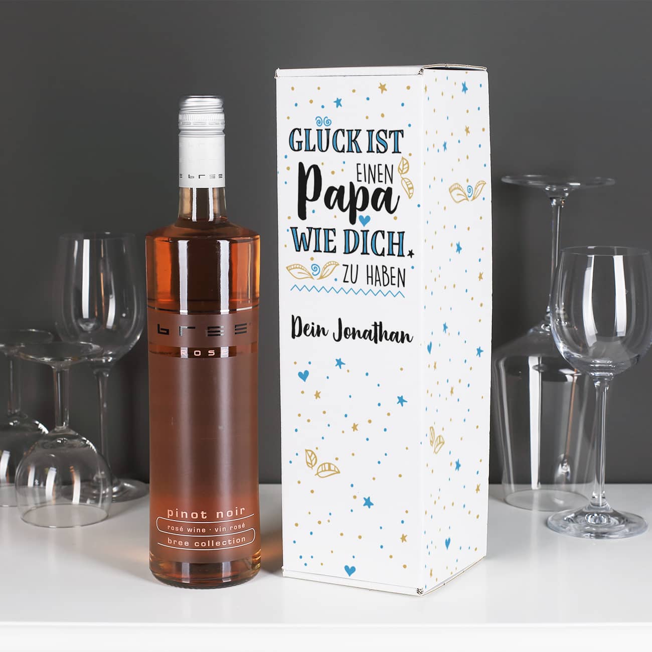 Glück ist einen Papa wie dich zu haben - Wein Set mit persönlicher Verpackung