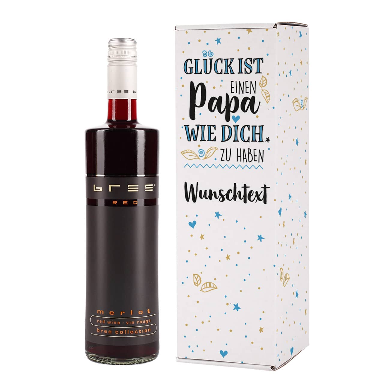 Rotwein mit Verpackung zum Vatertag