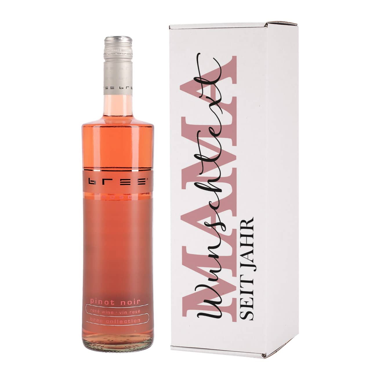 Roséwein mit Flaschenverpackung zum Muttertag