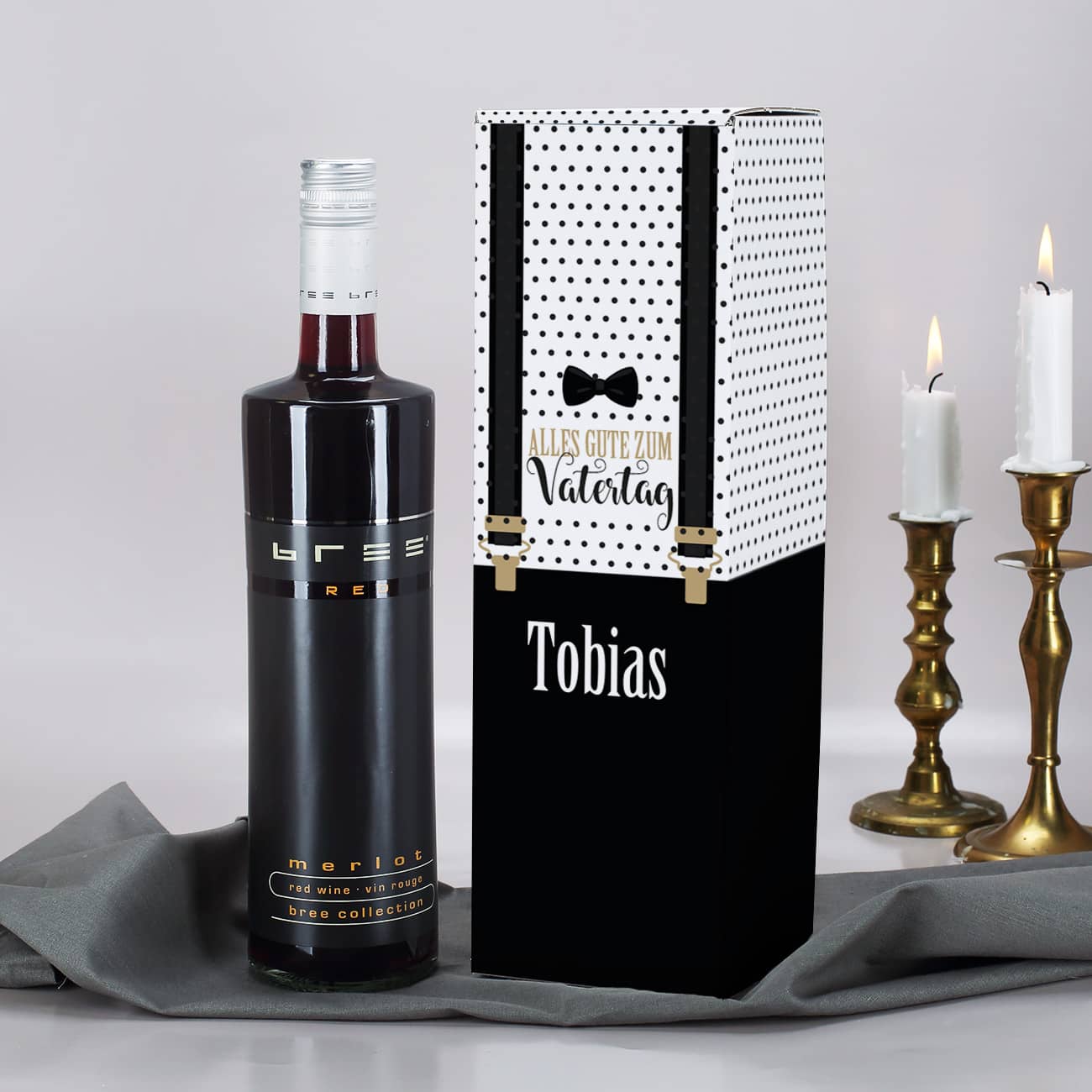 Vatertags Geschenkset mit Weinflasche und personalisierter Verpackung