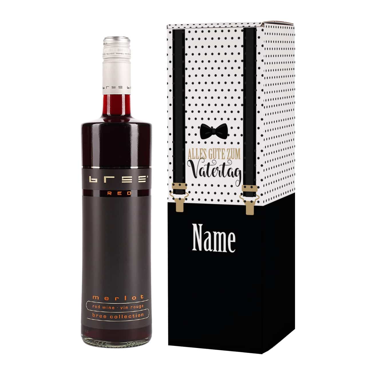 BREE Rotweinflasche mit personalisierter Verpackung zum Vatertag