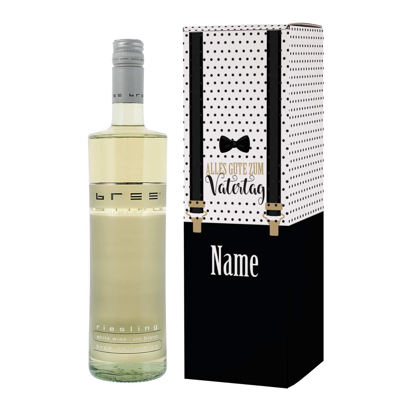 BREE Weißweinflasche mit personalisierter Verpackung zum Vatertag