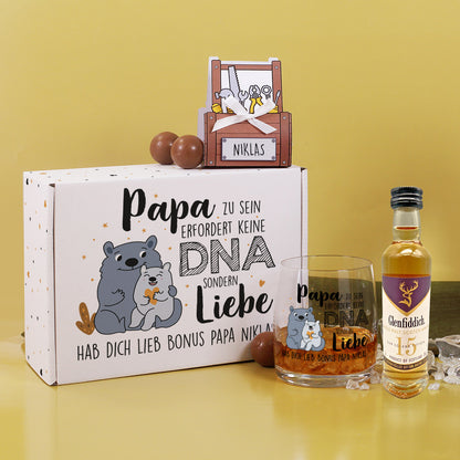 Papa zu sein erfordert keine DNA sondern Liebe - Whisky Geschenkset zum Vatertag