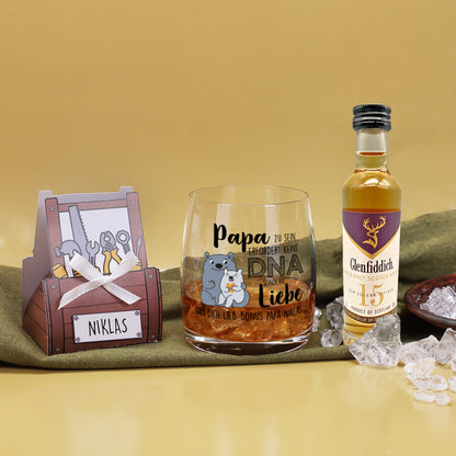 Papa zu sein erfordert keine DNA sondern Liebe - Whisky Geschenkset zum Vatertag