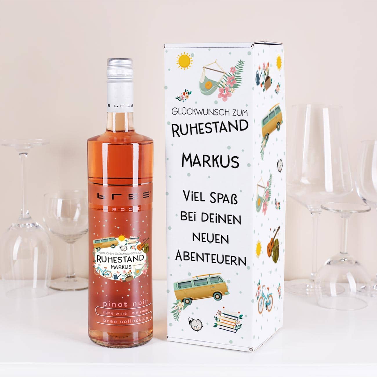 BREE Rosewein mit bedruckter Verpackung zum Ruhestand