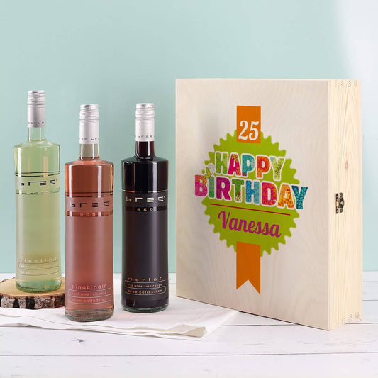 Weinset Happy Birthday mit Name und Alter