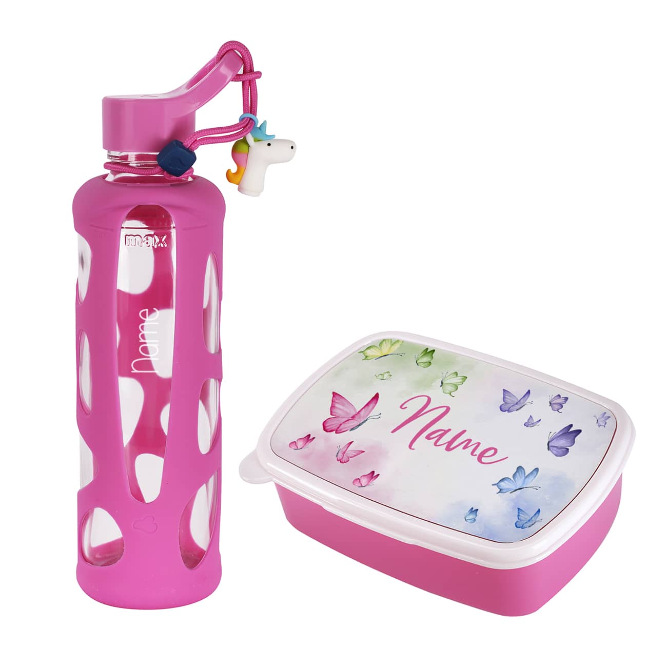 Trinkflasche und Brotdose im Set mit Namensgravur und Namensdruck