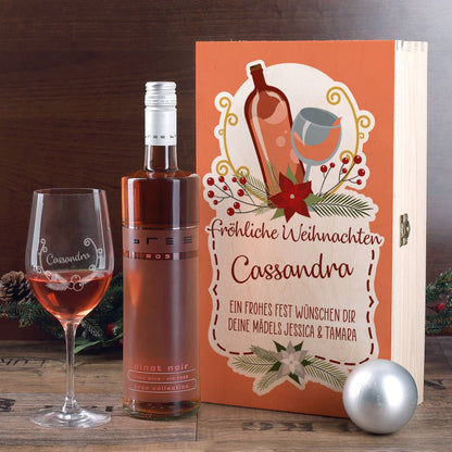 Persönliches Geschenkset mit Weinglas und Rosé