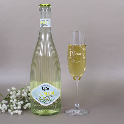 Lemon Secco von Käfer und Sektglas mit Namensgravur