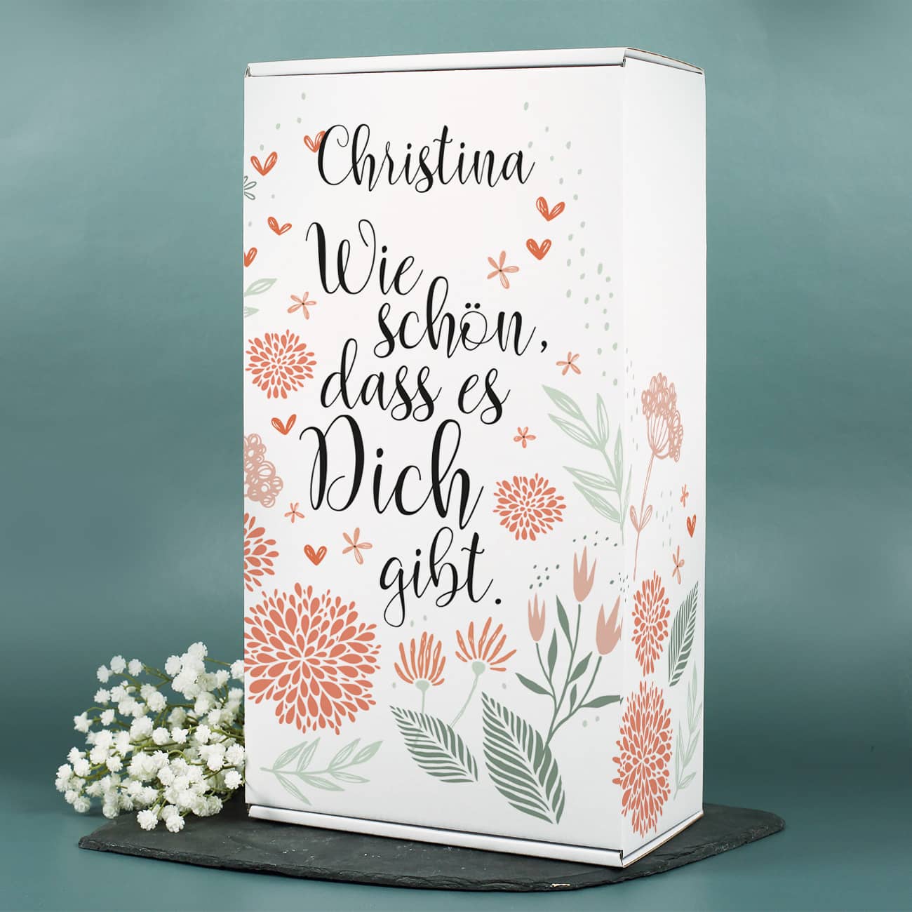 Geschenkbox "Wie schön, dass es dich gibt" mit Name personalisiert