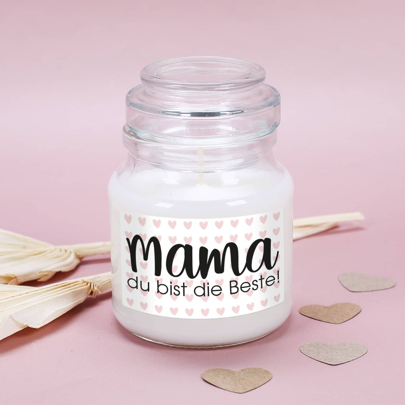 Duftkerze mit personalisiertem Etikett mit Text nach Wunsch