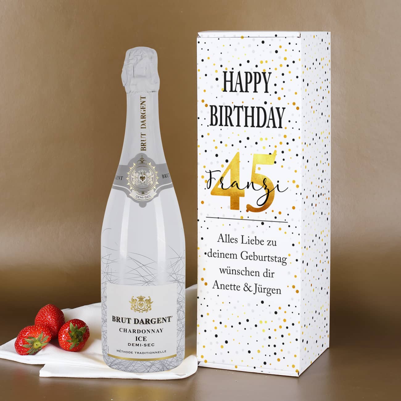 Sekt zum Geburtstag mit personalisierter Verpackung