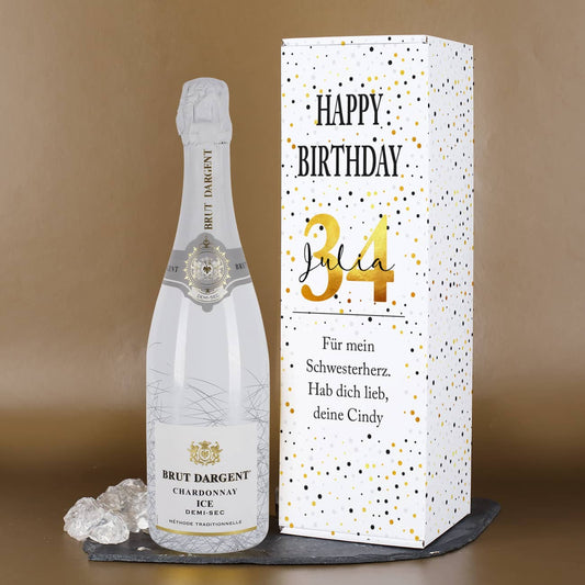 Happy Birthday-Geschenkbox mit Alter, Name und Text personalisiert