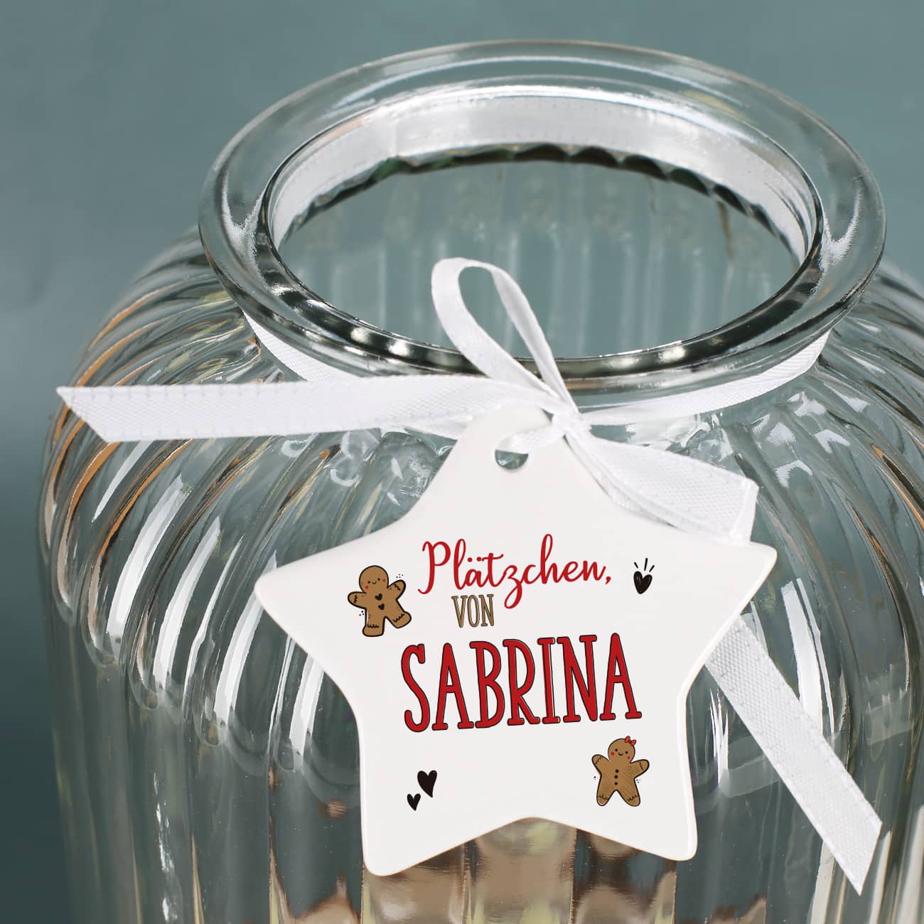 Anhänger aus Keramik mit Name nach Wunsch bedruckt