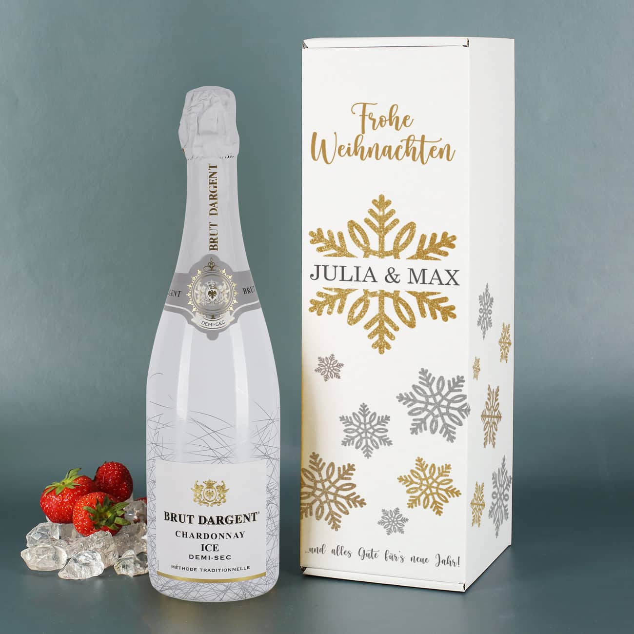 Weihnachtsgeschenk - Sekt in persönlicher Verpackung mit Name