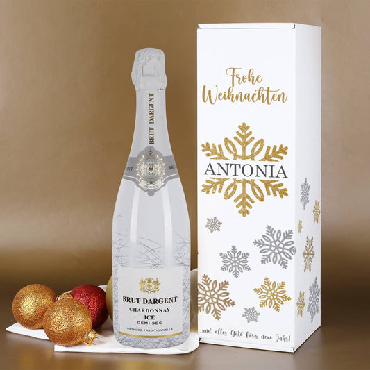 Weihnachtsgeschenk - Sekt in Gold mit persönlicher Verpackung