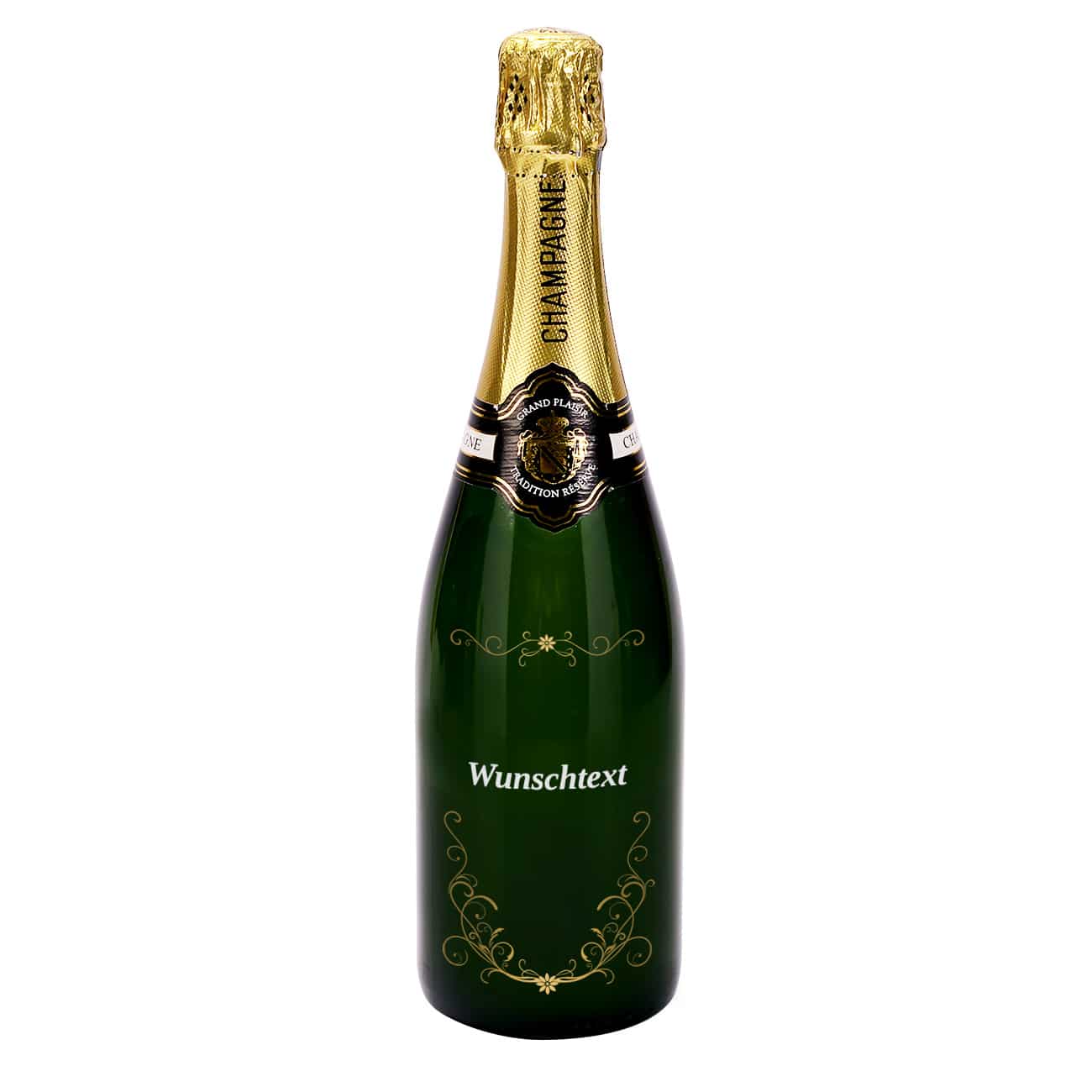 Edler Champagner mit frei wählbarem Wunschtext greviert
