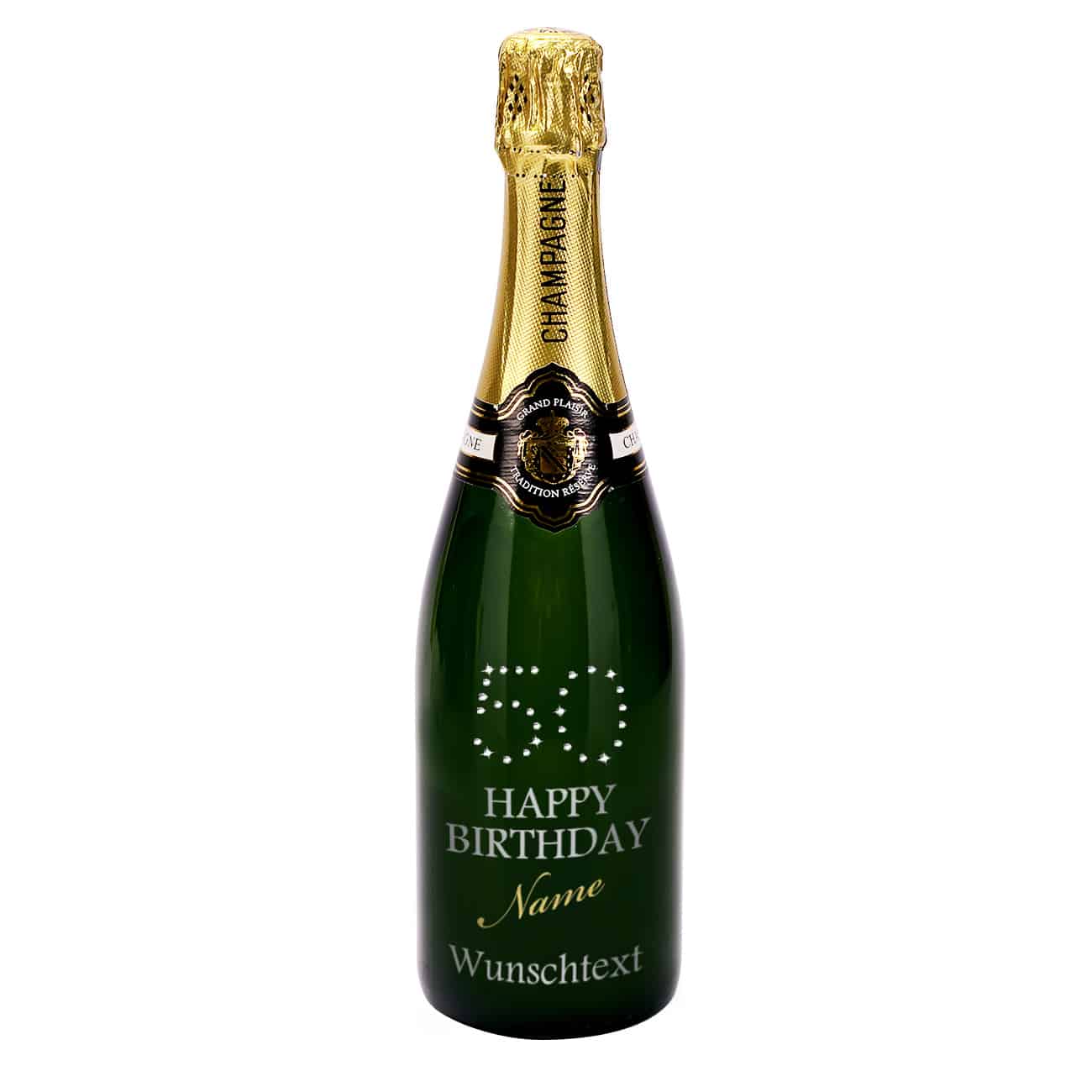 Geschenk zum 50. Geburtstag Champagner mit Swarovskikristallen 