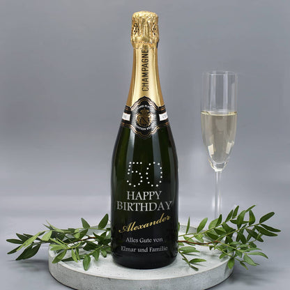 Geburtstagsgeschenk zum 50. Geburtstag Champagner mit Swarovskikristallen veredelt
