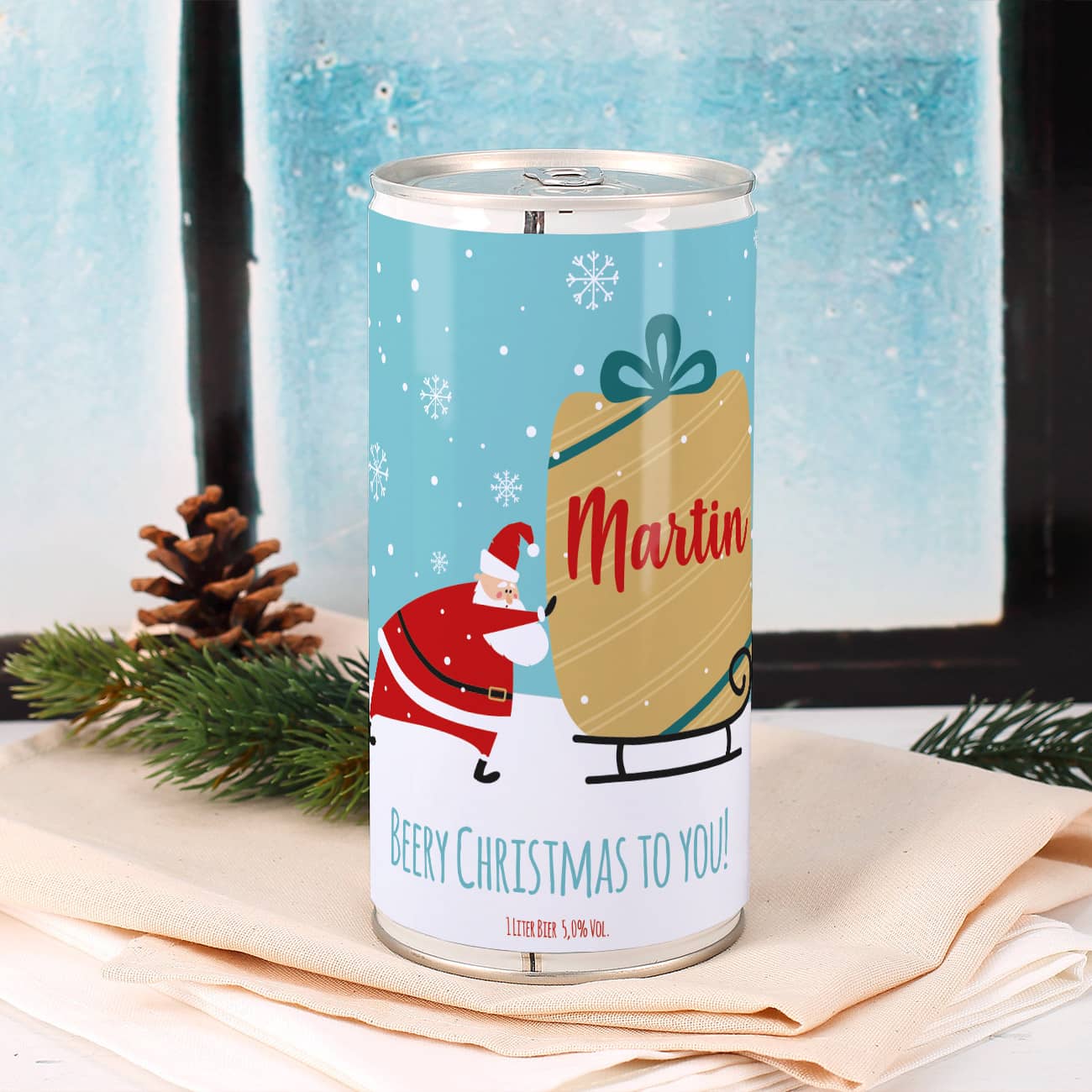 Weihnachts-Bier mit Name und Wunschtext, 1 Liter