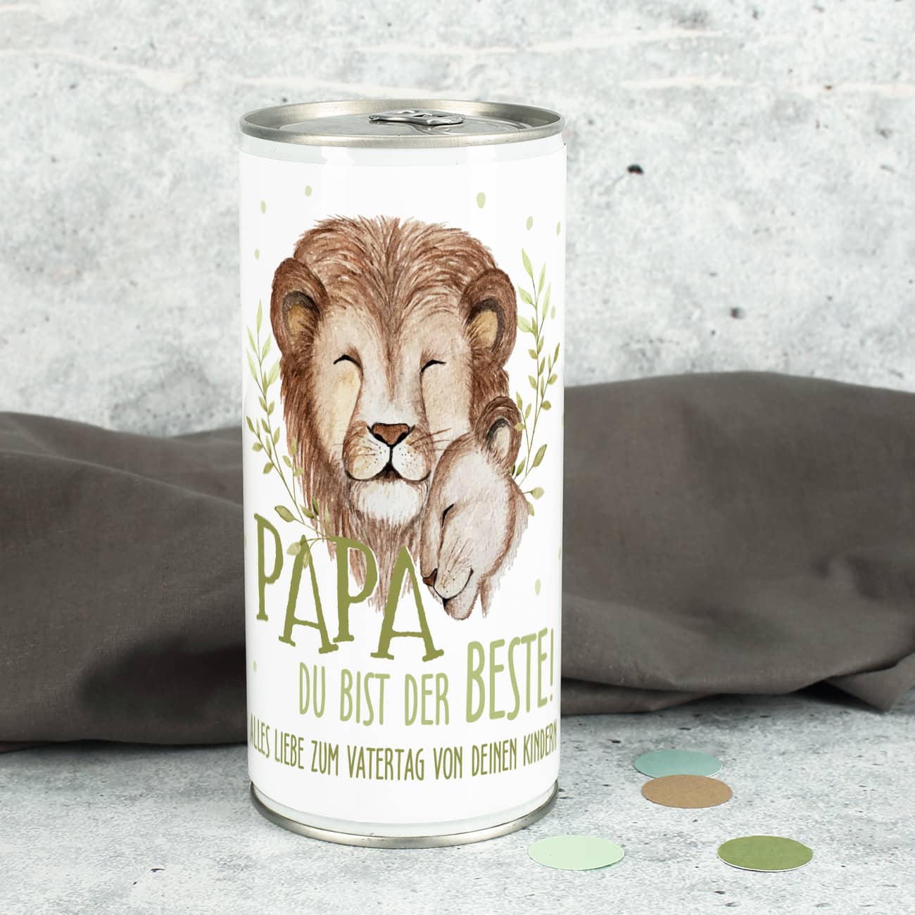 1 Liter Bierdose zum Vatertag mit Text personalisiert