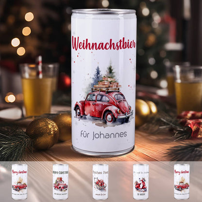 Weihnachts-Bier mit Ihrem Text & Santa's Fuhrpark