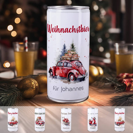 Weihnachts-Bier mit Ihrem Text & Santa's Fuhrpark