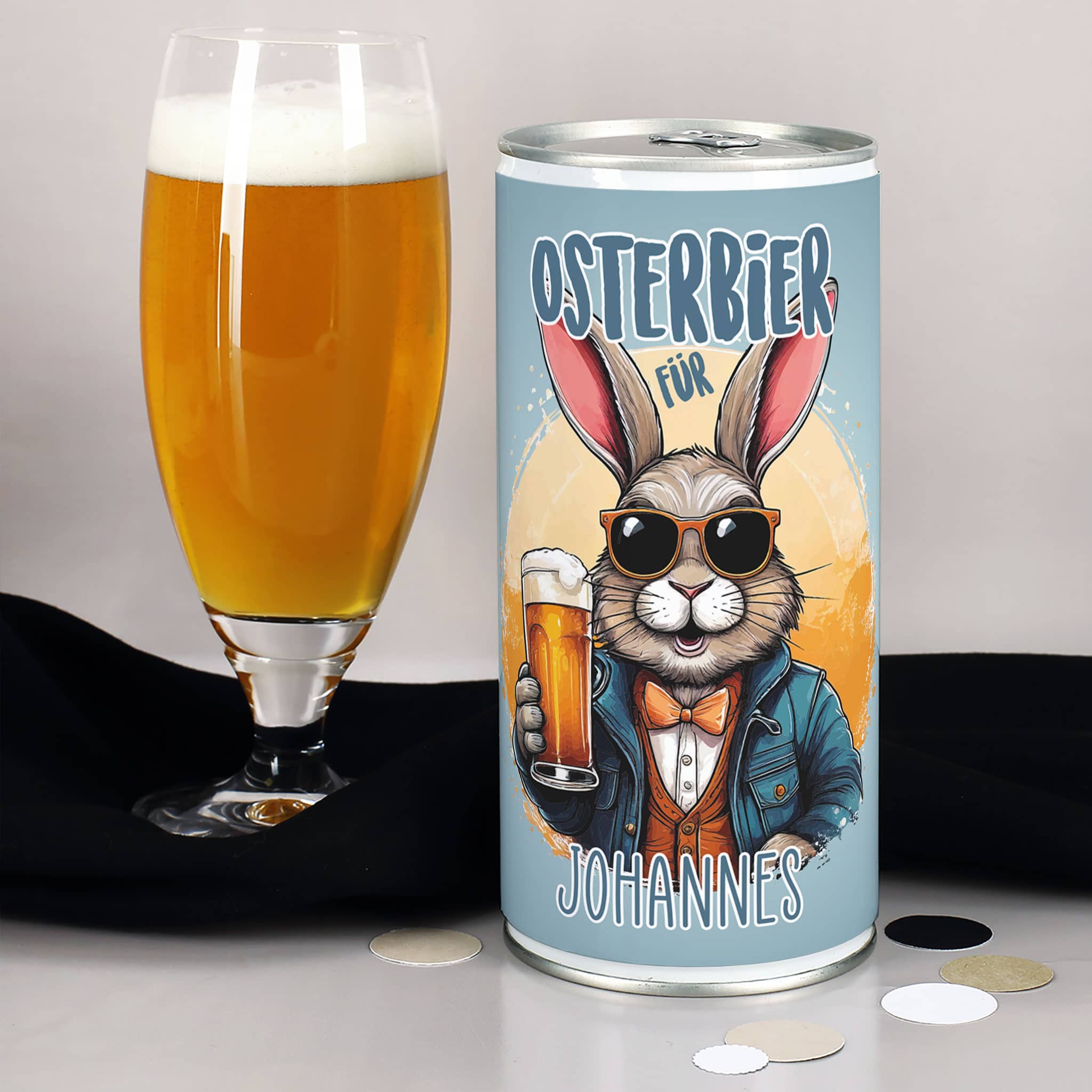 Personalisiertes Osterbier mit Name | 1 Liter Bierdose als Geschenk zu Ostern mit Osterhase