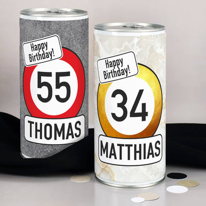 Bierdosen zum Geburtstag mit Verkehrszeichen