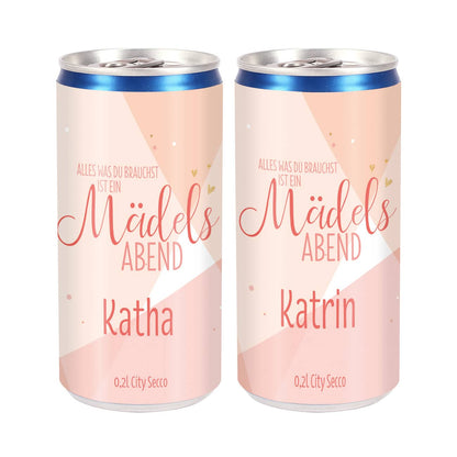 Mädelsabend - 2 Seccodose mit Wunschnamen