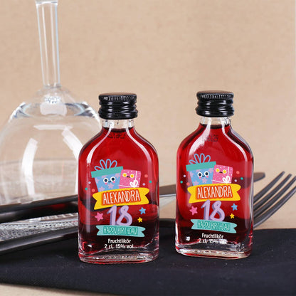 Fruchtlikör zum Geburtstag mit Wunschname und Alter