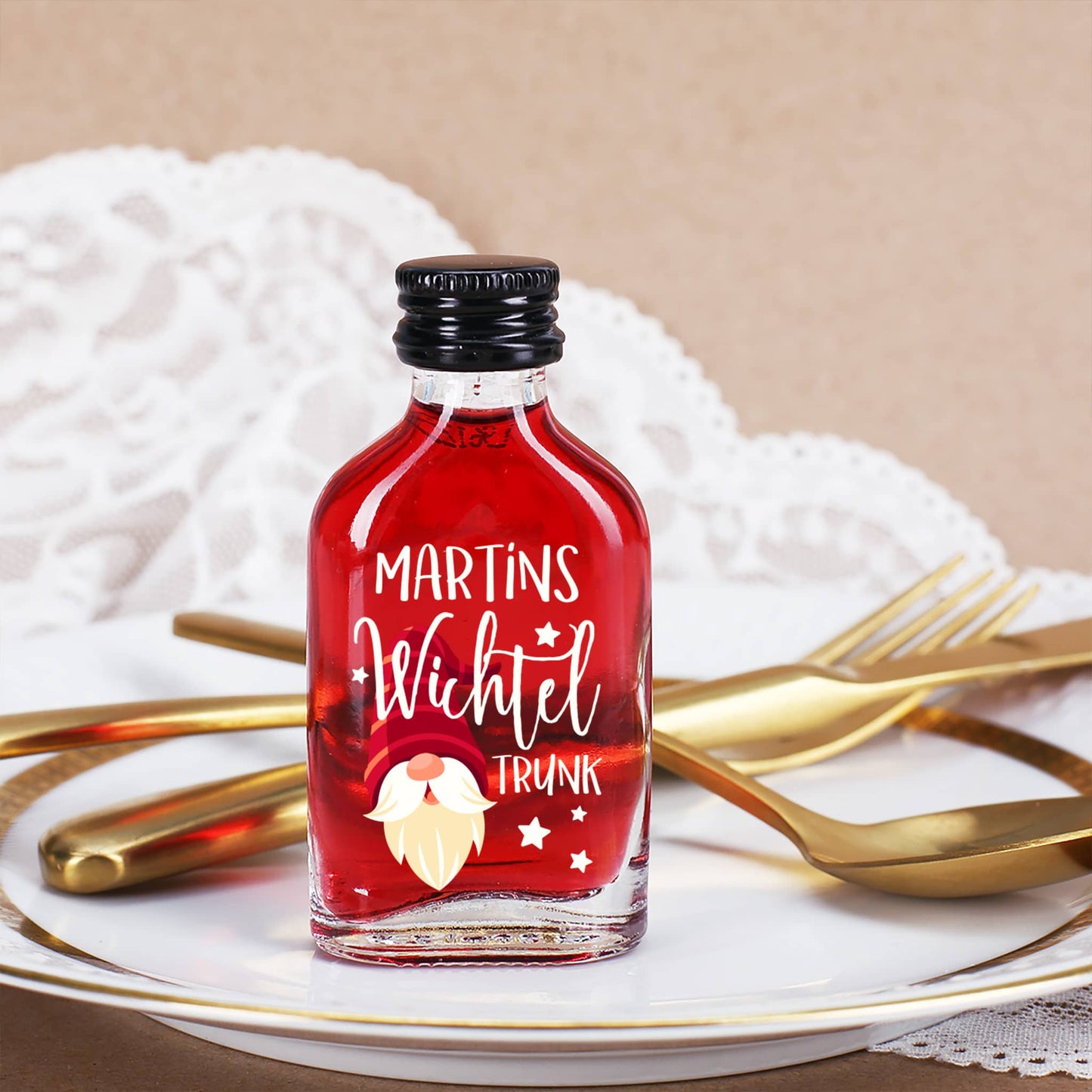 Schnapsfläschchen mit Name bedruckt zu Weihnachten