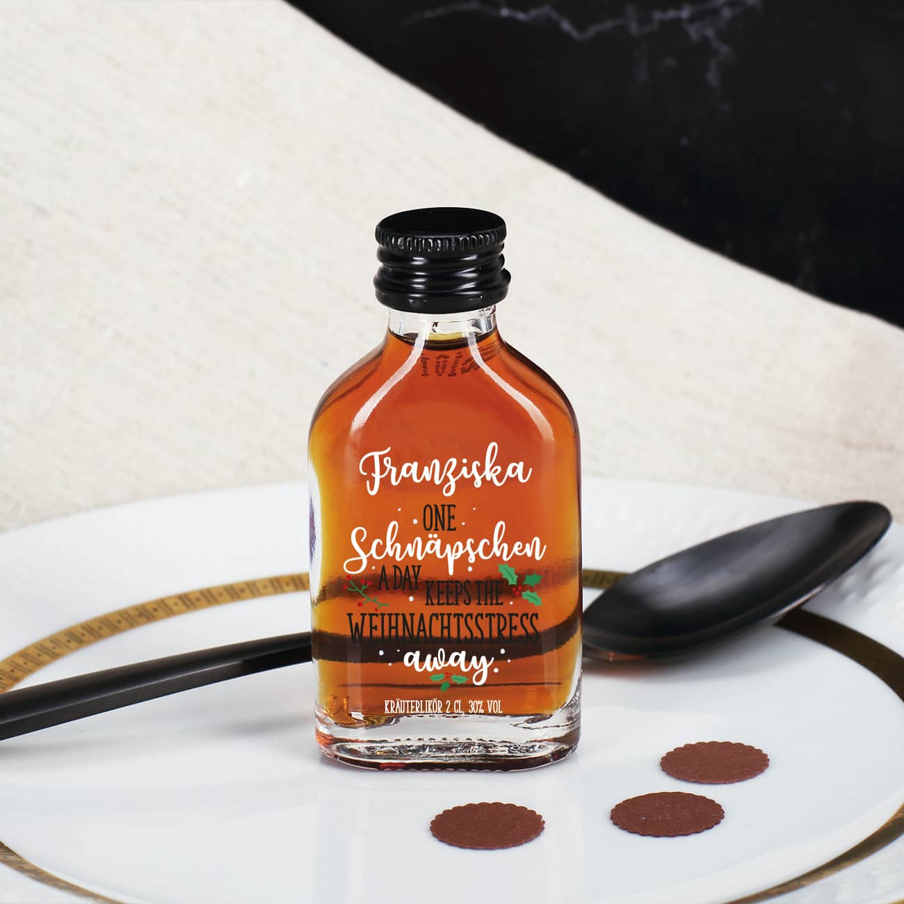 Weihnachtsschnaps mit Ihrem Wunschnamen